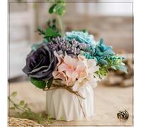 Genérico Artificial Potted Flower Pink,Mini Potted Fake Flowers,Small Ceramic Vase Fake Flower Plants,Faux Flowers Hydrangea Decora for Table,Bookshelf,Bedroom,Living Room,Party