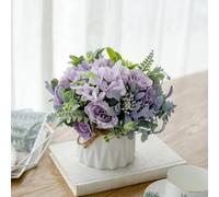 Genérico Artificial Potted Flower Pink,Mini Potted Fake Flowers,Small Ceramic Vase Fake Flower Plants,Faux Flowers Hydrangea Decora for Table,Bookshelf,Bedroom,Living Room,Party