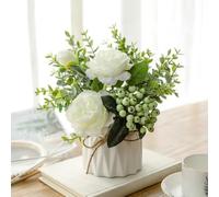 Genérico Artificial Potted Flower Pink,Mini Potted Fake Flowers,Small Ceramic Vase Fake Flower Plants,Faux Flowers Hydrangea Decora for Table,Bookshelf,Bedroom,Living Room,Party