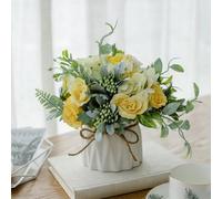 Genérico Artificial Potted Flower Pink,Mini Potted Fake Flowers,Small Ceramic Vase Fake Flower Plants,Faux Flowers Hydrangea Decora for Table,Bookshelf,Bedroom,Living Room,Party