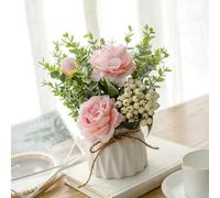 Genérico Artificial Potted Flower Pink,Mini Potted Fake Flowers,Small Ceramic Vase Fake Flower Plants,Faux Flowers Hydrangea Decora for Table,Bookshelf,Bedroom,Living Room,Party