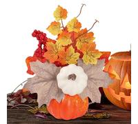 Genérico Artificial Pumpkins, Home Seasonal Decor For Holidays, Harvest Table Centerpieces Decor, Artificial Pumpkin with Maple Leaves, Home Party Ornaments For Halloween Autumn Thanksgiving Party