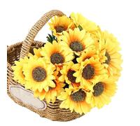 Genérico Artificial Sunflowers for Decoration - Realistic Faux Sunflowers Set of 24 Pieces,Kitchen Bouquet Yellow Flowers UV Resistant Silk Flower Arrangements for Table Centerpieces