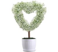 Generico Artificial Topiary - 25.5in Faux Shrubs Plants, Heart Shaped Spring Garden Stakes, Valentines Plant Greenery For Planter Pot Potted Courtyard Porch Wedding Farmhouse Backyard Decorations