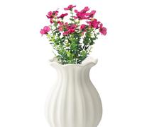 Genérico Artificial Violet Flowers, Outdoor Table Centerpiece Decor, 12x8 Inches Fake Floral Arrangement, Plant Bouquet with Petals, Faux Flower Display with Rustic Style, Garden Decor for Patio Yard