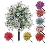 Genérico Artificial Violet for Outdoor Indoor Garden Home Decoration, Outdoor Artificial Flowers That Look Real, Faux Violets Flowers with Stakes for Porch Patio, Festive Gift (White)