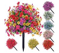 Genérico Artificial Violet for Outdoor Indoor Garden Home Decoration, Outdoor Artificial Flowers That Look Real, Faux Violets Flowers with Stakes for Porch Patio, Festive Gift (Color Mixing)