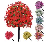 Genérico Artificial Violet for Outdoor Indoor Garden Home Decoration, Outdoor Artificial Flowers That Look Real, Faux Violets Flowers with Stakes for Porch Patio, Festive Gift (Red)