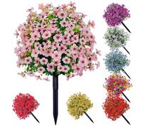 Genérico Artificial Violet for Outdoor Indoor Garden Home Decoration, Outdoor Artificial Flowers That Look Real, Faux Violets Flowers with Stakes for Porch Patio, Festive Gift (Pink)