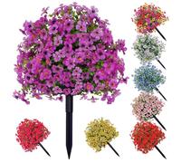Genérico Artificial Violet for Outdoor Indoor Garden Home Decoration, Outdoor Artificial Flowers That Look Real, Faux Violets Flowers with Stakes for Porch Patio, Festive Gift (Purplish-Red)