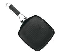 Genérico Asadora Grill Mango Abatible Sartén Parrilla Asador Con Rayas Sartén Grill Cuadrada 27x27 cm