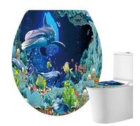 Generico Asiento de inodoro de cierre suave con tapa para inodoro | Sea Toilet Cover | Asiento de inodoro para baño | Washable Peel and Stick Furniture Decoration for Wc Restroom Home Decor