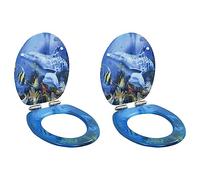 Genérico Asiento Inodoro 2 uds WC Tapa Cierre Suave MDF diseño Delfines,Asientos de inodoros y bidés-276998