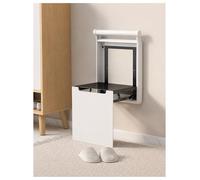 Genérico Asiento Plegable de Pared con Pasamanos, Banco Zapatero Abatible para Baño, Entrada y Pasillo, Silla Mural con Panel de Aluminio, Soporta hasta 136 kg(Milk-B)
