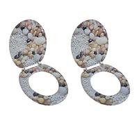 Genérico Asientos de Inodoro con Tapas 2 uds MDF Piedras,Asientos de inodoros y bidés-275918