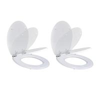 Genérico Asientos de Inodoro con Tapas de Cierre Suave 2 uds MDF Blanco,Asientos de inodoros y bidés-275885