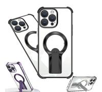 Genérico Auraedge Magnetic Kickstand Phone Case with Glossy Finish, Four Corners Airbag Protection Magnetic Case with Invisible Stand for iPhone 16 15 14 13 12 Pro MAX (Black,15 Pro)