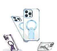 Genérico Auraedge Magnetic Kickstand Phone Case with Glossy Finish, Four Corners Airbag Protection Magnetic Case with Invisible Stand for iPhone 16 15 14 13 12 Pro MAX (Blue,13 Pro)