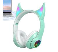 Generico Auriculares para jugadores sobre la oreja, auriculares para juegos sobre la oreja, Devil Cat Ear Wireless Game auriculares, over-ear ligeros, auriculares para juegos portátiles con luces