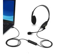 Genérico Auriculares USB con Micrófono: Auriculares con Cable Protección contra Impactos Acústicos, Brazo De Micrófono De Metal Flexible, Procesamiento De Señal Digital De Banda Ancha, Diad