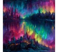 Genérico Aurora Pintada Papel Pintado Autoadhesivo Cielo Nocturno Paisaje 44x300 cm Papel de Pared Removible Impermeable Estilo Vinilo PVC Pegatina es Estante del cajón de la cubierta del rodillo