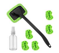 Genérico Auto Glass Cleaning Brush - Car Window Wiper for Mist Removal | 180° Rotating Head with 5 Reusable Microfiber Pads, Windshield Mop Tool for Interior and Exterior Visibility Enhancement