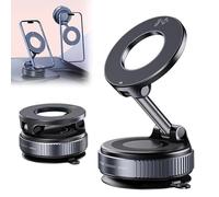 Genérico Autobriva Phone Holder,Vacuum Magnetic Phone Holder for Car, 360° Adjustable Foldable Phones Stand Compatible with Ultra-Strong N55 Magnet & Magnetic Clip,For Dash Windshield (1 Black)