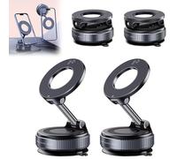 Genérico Autobriva Phone Holder,Vacuum Magnetic Phone Holder for Car, 360° Adjustable Foldable Phones Stand Compatible with Ultra-Strong N55 Magnet & Magnetic Clip,For Dash Windshield (2 Black)