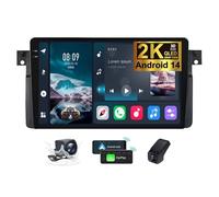 Genérico Autoestéreo 2DIN Android 14 para BMW Serie 3 E46 1998-2006 con navegación, Bluetooth, Pantalla 2K de 9,5 Pulgadas, CarPlay, Android Auto, Controles en el Volante, 4G, WiFi, FM, RDS y cámara