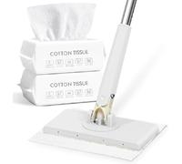 Genérico Automatic Cloth Changing Mini Mop, 360°Rotating Automatic Cloth Changing Mop with 100Pcs Face Towels, Automatic Mini Mop, Hands-Free Mini Mop for Bathroom & Kitchen (93cm/37in,White)