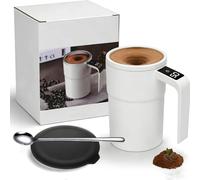 Genérico Automatic Magnetic Stirring Coffee Mug With Temperature Display, Rechargeable Stirring Mugs, Rechargeable Automatic Mixing Cup for Coffee, Tea, Hot Chocolate (White)