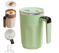 Genérico Automatic Stirring Coffee Cup with Temperature Display,Rechargeable coffee Mug,Type C Self-Stirring Mug with Lid,Smart Mixing Cup for Coffees,Milk and Other Beverages (Green)