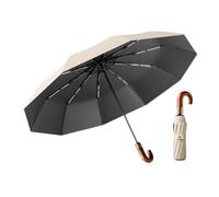 Genérico Automatic Travel Umbrella Metal Cloth 104x68cm Auto Open Close Sun Protection Folding Umbrella With Wooden J Handle For Golf Car Backpack Travel Use