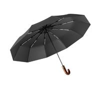 Genérico Automatic Travel Umbrella Metal Cloth 104x68cm Auto Open Close Sun Protection Folding Umbrella With Wooden J Handle For Golf Car Backpack Travel Use