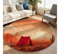 Genérico Aventure Vintage Alfombra redonda dormitorio niño alfombra efecto 3D pelo corto y suave antideslizante para dormitorio, sala de juego, alfombra dormitorio niña, niño adulto Ø 60 cm camping