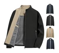 Genérico Aviation Men's Standing Collar Zipper Casual Jacket, Mens Bomber Jacket, Casual Windbreaker Coat with Pocket (Black,XXL)