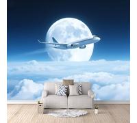 Genérico Avión Papel pintado panorámico, 200×140cm, Aeronave De Transporte De Nubes Papel pintado Tejido No Tejido decoración de pared, dormitorio, salón, póster de pared, XXL grande