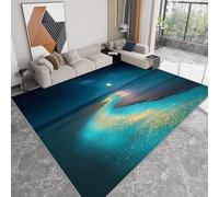 Genérico Azul Alfombras Salón 80 x 150 cm, Un Cielo Nocturno Mágico con Un Río Dorado Alfombra Pelo Corto Moqueta Sala Alfombrilla Grande Salon Antideslizante para Habitacion Comedor Dormitorio