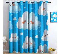 Genérico Azul Cortinas Opacas, Estilo Dibujos Animados Nubes Impresión Poliéster Termicas Aislantes Cortinas, para Habitacion Salón Dormitorio Decoración de La Ventana, 2 Piezas 150An x 280Al cm