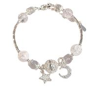 Genérico azul perla hombre 4 rodonita anillos y luna pulsera temperatura diseño joyería mujer moda diseño retro temperatura pulsera elástica piedras junco pulsera anillos, talla única, Zinc alloy, No