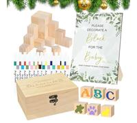 Genérico Baby Shower Blocks Sign - Wooden Keepsake Toy | Customizable Baby Shower Blocks Decorative Display Set Wooden Construction for Gender Reveal or Birthdays, 8.82x6.02x4.37in