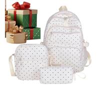 Genérico Backpack for Girls, 3-Piece Set, Kids Cartoon Bookbag, School | Aesthetic Dot Compartment Backpack Set for Students K-12 - Ideal for School, Travel, Daily Use, Back-to-School