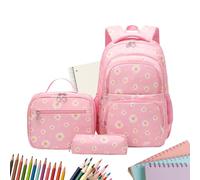 Genérico Backpack Primary School, Schoolbag For Primary School, Cute High Elementary Schools Bookbag Set, Floral Print Backpack Set For Teens Boys Girls Youth Travel Vacation Outgoing Daily