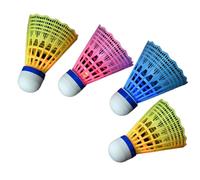 Genérico Badminton Shuttlecocks, Nylon Lighting Shuttlecock, Colorful Glow in The Dark, 4 Pack with Built In LED Lights, Strong Lightweight, 9.06x2.56inc, for Indoor Night Practice Games