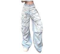 Genérico Baggy Jeans Mujer Ceñidos Y Elásticos De Tiro Medio - Colores Interrumpidos Pantalones De Mezclilla Legging para El Hogar El Trabajo Las Vacaciones Las Citas La Playa