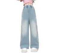 Genérico Baggy Vaqueros Chica Pantalones de Denim Moda Pierna Recta Chica Jean Straight Pants Largos con Bolsillos Cómodo Vintage Y2k Streetwear 2025 Primavera Verano Otoño
