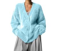 Genérico bajo suéter para mujer, manga larga, suéter, elegante, cuello en V, cárdigan con botón, chaleco informal, color sólido, abrigo para casa, todos los días, abrigos de media temporada, ligero, c