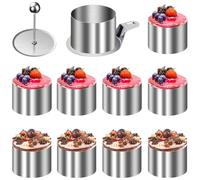 Genérico Baking Rings - 304 Stainless Steel 3in Diameter, Stainless Pastry Cutter, Durable Design | Non-Stick Mousse Molds, Pusher and Lifter Set For Oven, Dishwasher, Bread, Pumpkin Pie, Muffin