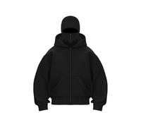 Genérico Balaclava Hoodie with Built In Balaclava, Zip Up Fashion Double Layer Hoodie with Mask for Men, Ski Mask Hoodies (Black,M)