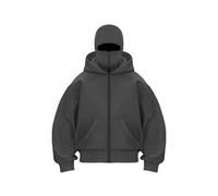 Genérico Balaclava Ninja Zipper Hoodie With Built In Balaclava, Double Hooded Jacket Hoodie With Mask, Wind-Resistant Winter Hoodies (Dark gray (zipper),M)